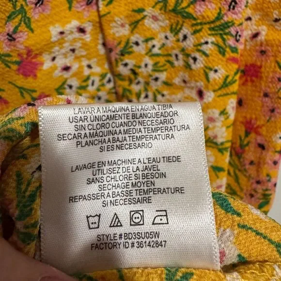 BCBG Paris Womens Dress MilkMaid Midi Mustard Size Medium Floral - Picture 8 of 8